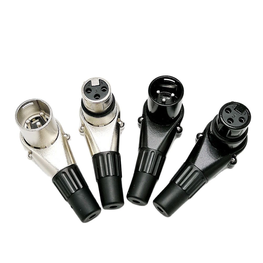 Connecteur XLR à angle droit 3 pôles, mâle et femelle, prise micro XLR 3 broches, connecteur de câble audio, connecteur multidirectionnel
