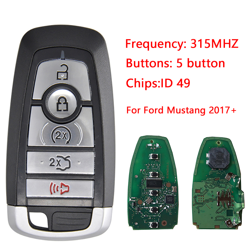 CN 018125   Llave inteligente de 5 botones de repuesto para Ford Mustang 2017+ Control remoto con chip 315Mhz 49