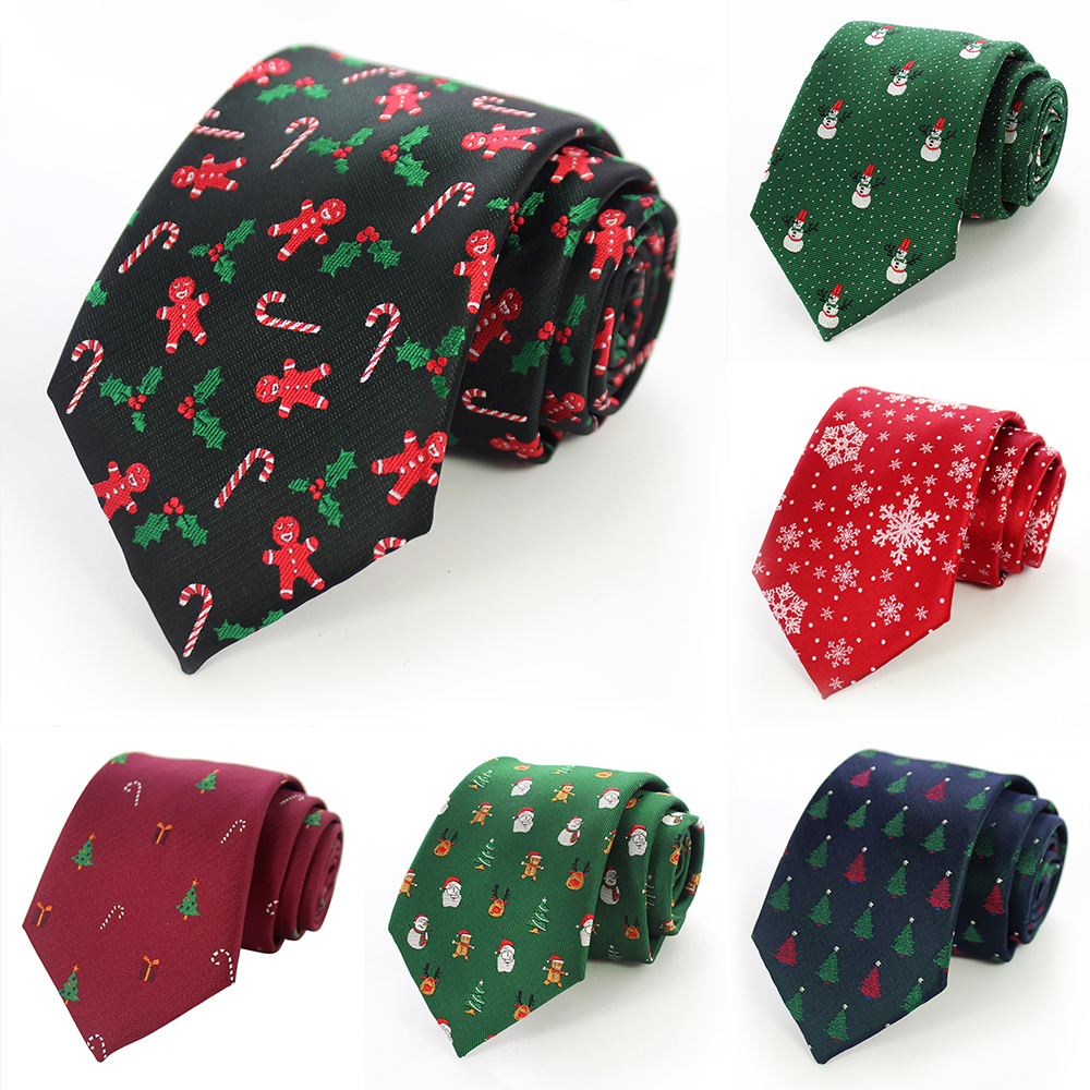 JEMYGINS Novidade Gravatas de Natal Papai Noel Floco de Neve Gravata Vermelha Verde Seda Jacquard Tecido Gravata Para Homens e Crianças Presente de Natal
