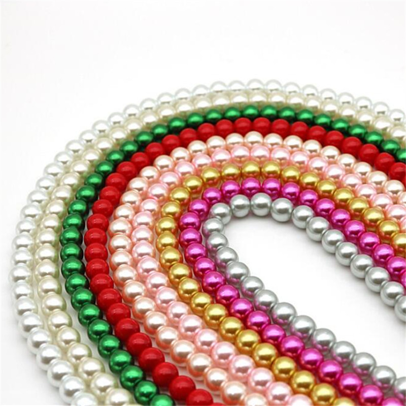 Perle di vetro rotonde multicolor rosse OlingArt da 4 6 8 10 12 14 mm, imitazione perla, per la creazione di orecchini, bracciali, collane e gioielli fai da te.
