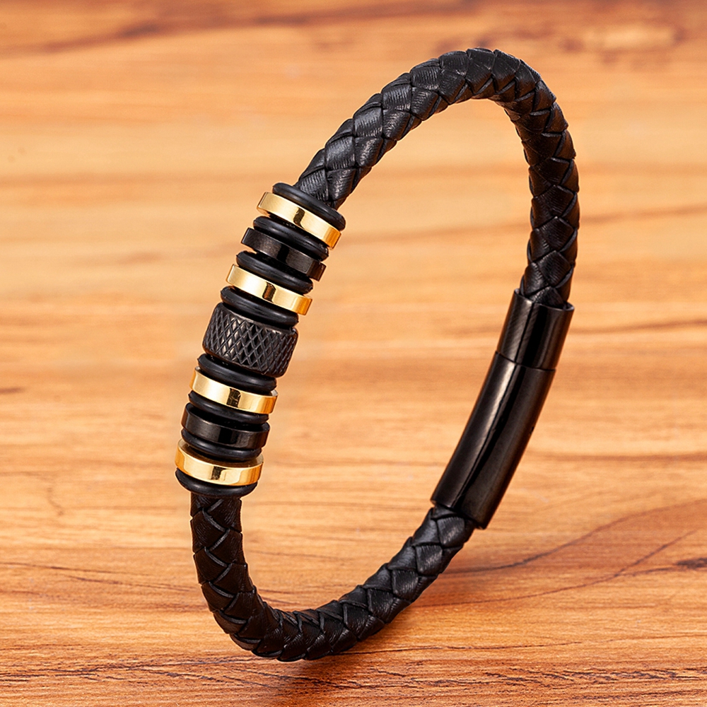 XQNI Einfache Neue Stil Kombination Kleine Accessoires Edelstahl männer Leder Armband Männlichen Schmuck Überraschung Geschenk