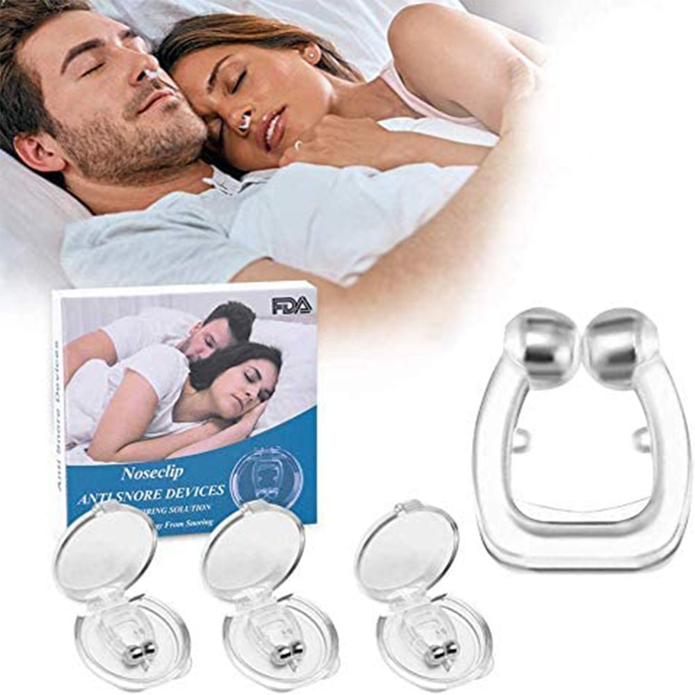 4 ชิ้นซิลิโคนแม่เหล็กหยุดอุปกรณ์นอนกรน Professional Sleeping Aid บรรเทา Anti Snore คลิปล่าสุด