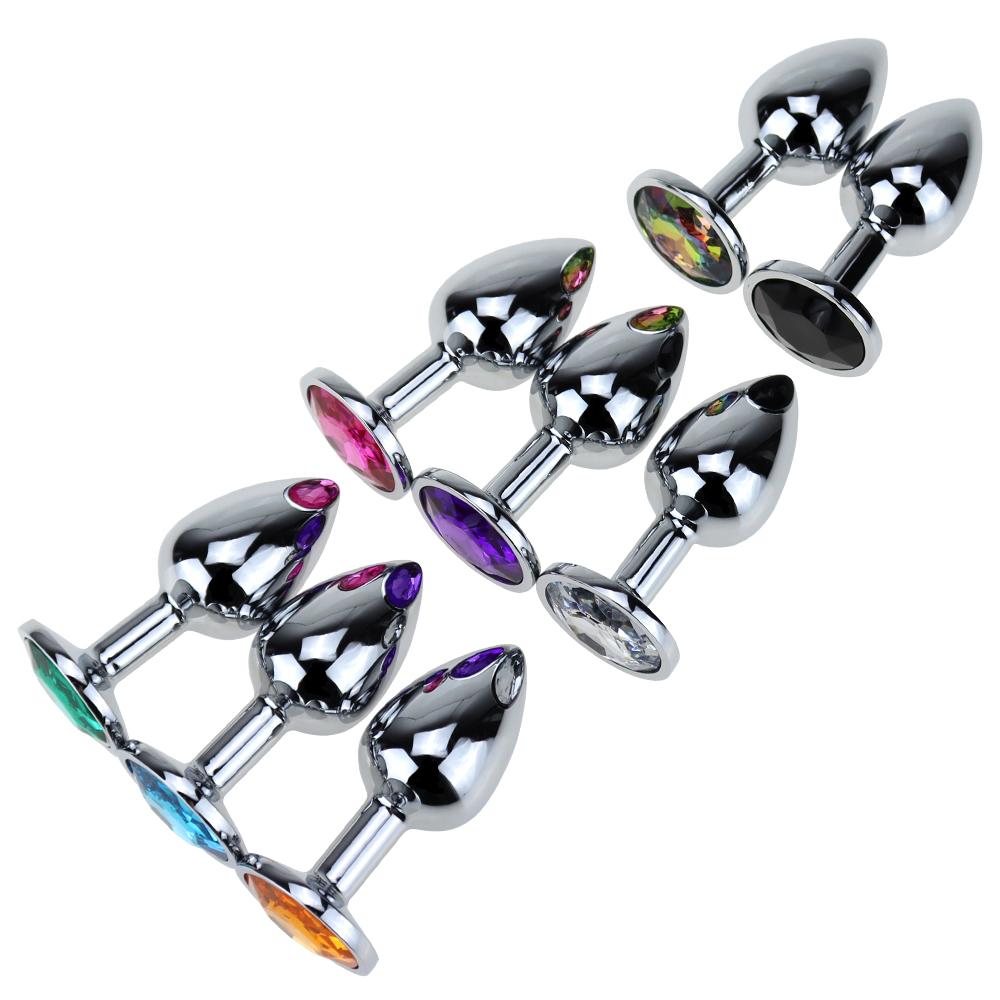 Spine anali in metallo + gioielli in cristallo 7 colori piccoli giocattoli del sesso anale per donne e uomini Mini Dildo inossidabile a forma rotonda merci intime