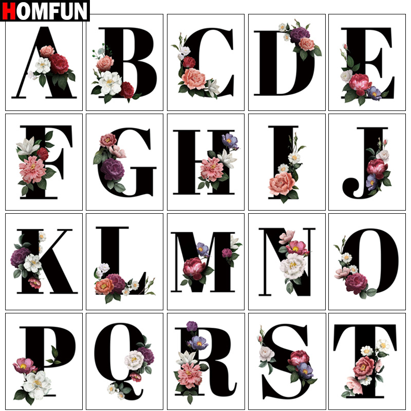 MFUN-Peinture diamant thème "lettre prénom fleur rose", broderie complète 5D, perles carrées ou rondes, points de croix, décoration d'intérieur, à faire soi-même, cadeau