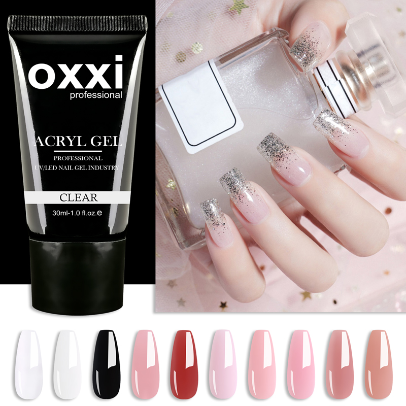 OXXI 30Ml Gel Akrilik Semi Permanen Gel Kuku Poli Manikur Cepat Mudah Gel untuk Ekstensi Uv Led Pernis Pembangun Akrilik Gellac Baru