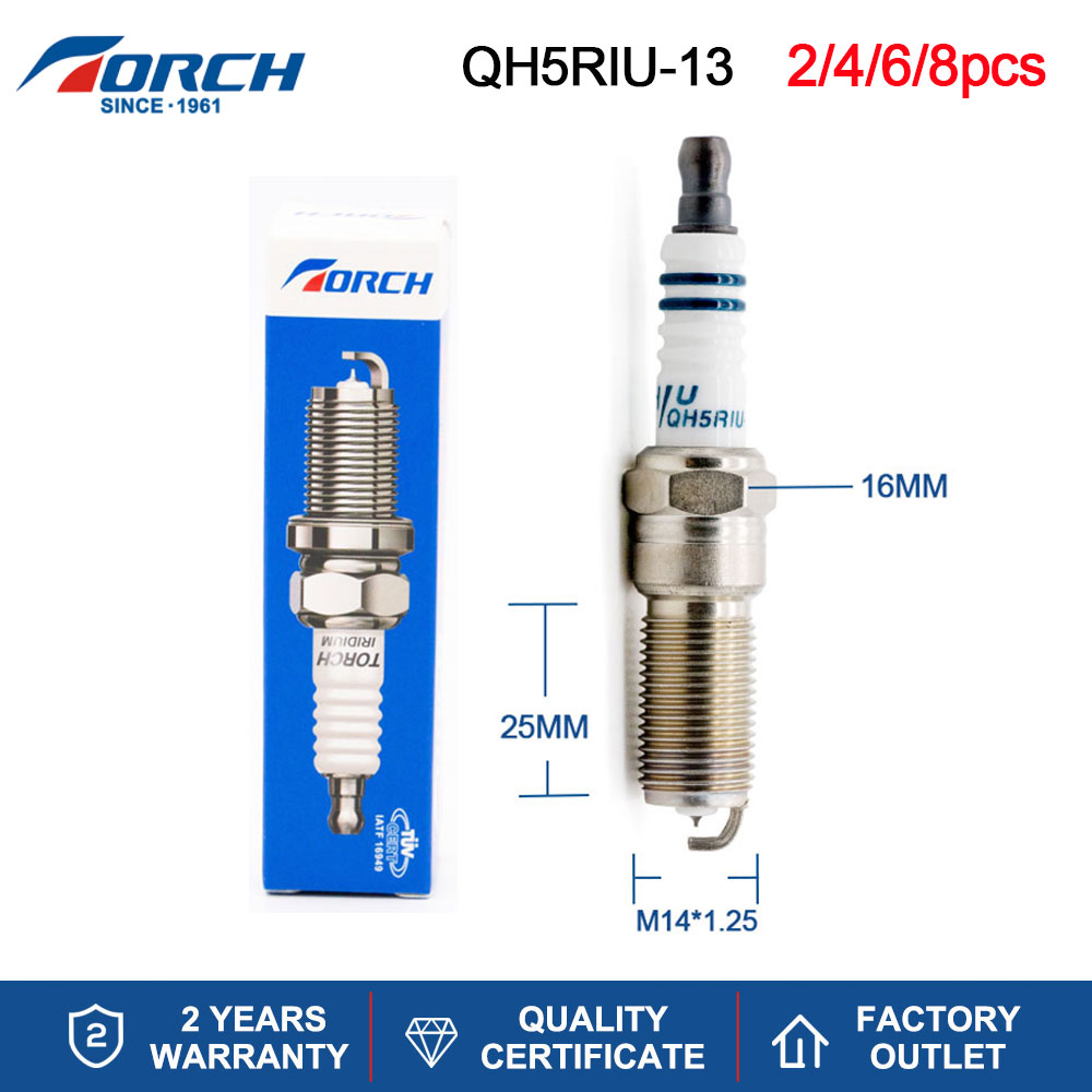 Bujías de Iridio TORCH QH5RIU-13, Repuesto para Automóviles CHEVROLET, FORD, MAZDA, OPEL, VOLVO, SUZUKI