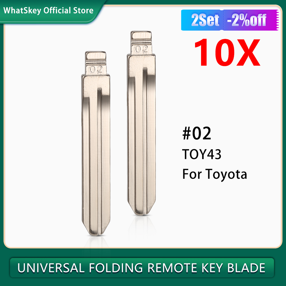 10 pièces # 02 Toy43 lame en métal non coupé vierge KD lame de clé de voiture pour Toyota Camry Corolla Highlander RAV4 Vios Fukuda Auman Scion Yaris