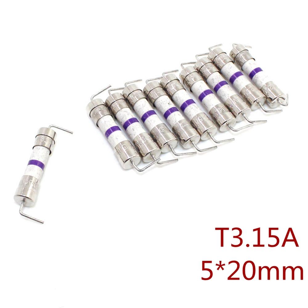 Fusible en céramique de haute qualité, 5x20mm, à soufflage lent, avec un broche, 5x20mm, 250V, T3.15A, 3.15 ampères, 10 pièces