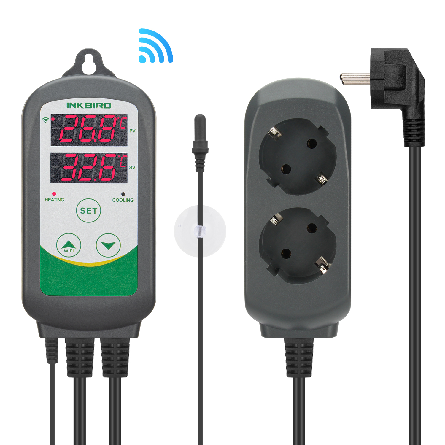 INKBIRD ITC-308-WIF inteligentny kalibracyjny regulator temperatury ogrzewania i chłodzenia termostat wylotowy z wodoodporną sondą akwariową