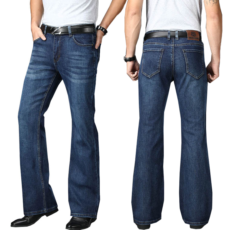 Джинсы мужские Мужские расклешенные джинсы Boot Cut Leg Flared Мужские дизайнерские классические джинсы из эластичной ткани с высокой талией Свободные расклешенные синие джинсы