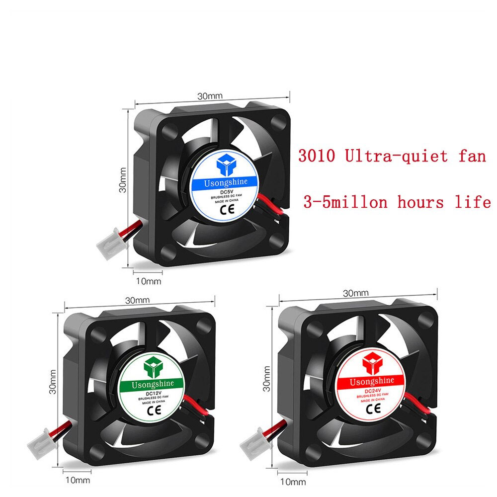 Twotrees piezas de impresora 3D 3010 ventilador 30MM 30x30x10MM 12V 5V 24V 2 pines DC enfriador pequeño ventilador de refrigeración DIY Reprap para j-head hotend
