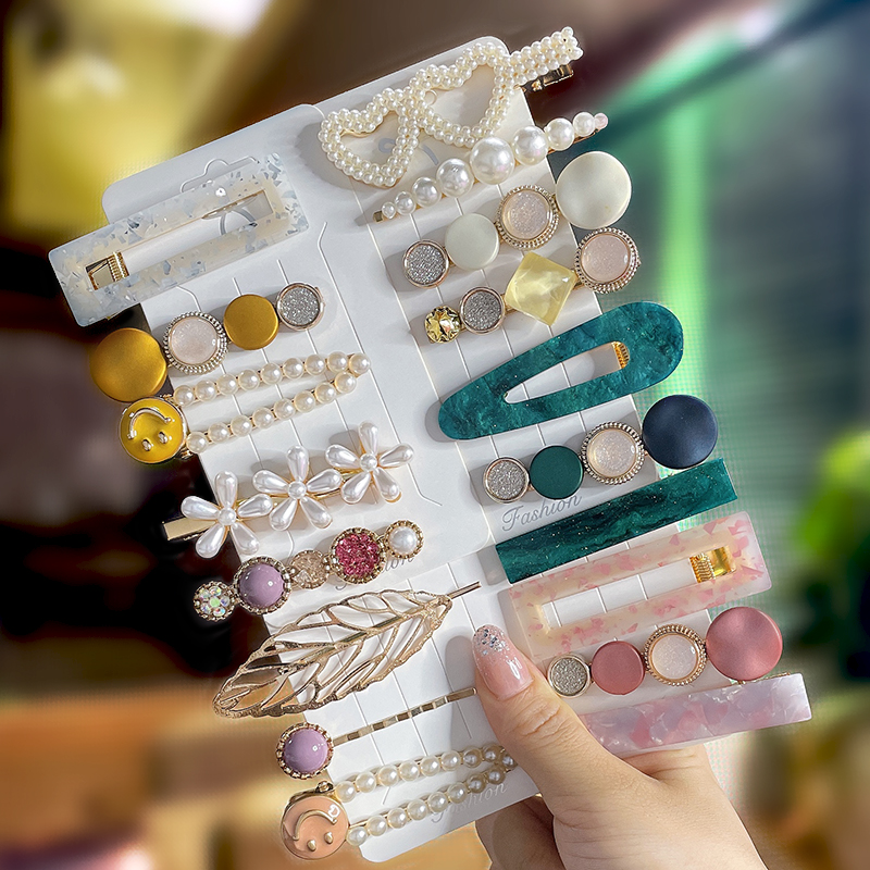 Mode Acryl Parel Haarspeldjes Set Zoete Bloem Haar Haarspeldjes Voor Vrouwen Meisjes Koreaanse Geometrische Haaraccessoires Sieraden 2022