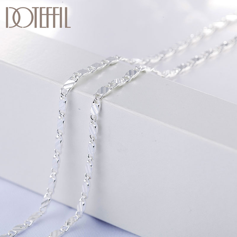 DOTEFFIL 925 Sterling Silber 16/18/20/22/24/26/28/30 Zoll 2mm Charm Kette Halskette Für Frauen Mann Mode Hochzeit Schmuck