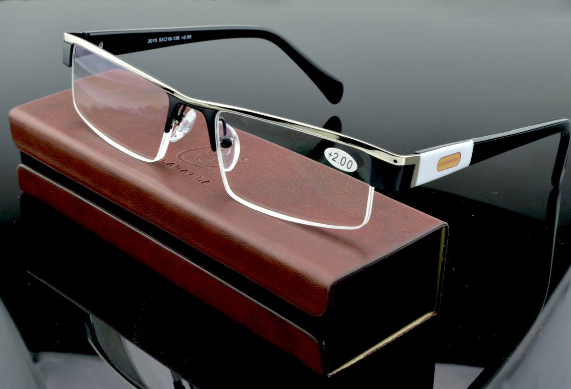 Lunettes de lecture de luxe bloquant la lumière Blu, haute qualité, avec étui en PU, marque CLARAVIDA America pour messieurs + 0.75 ~ + 4.0