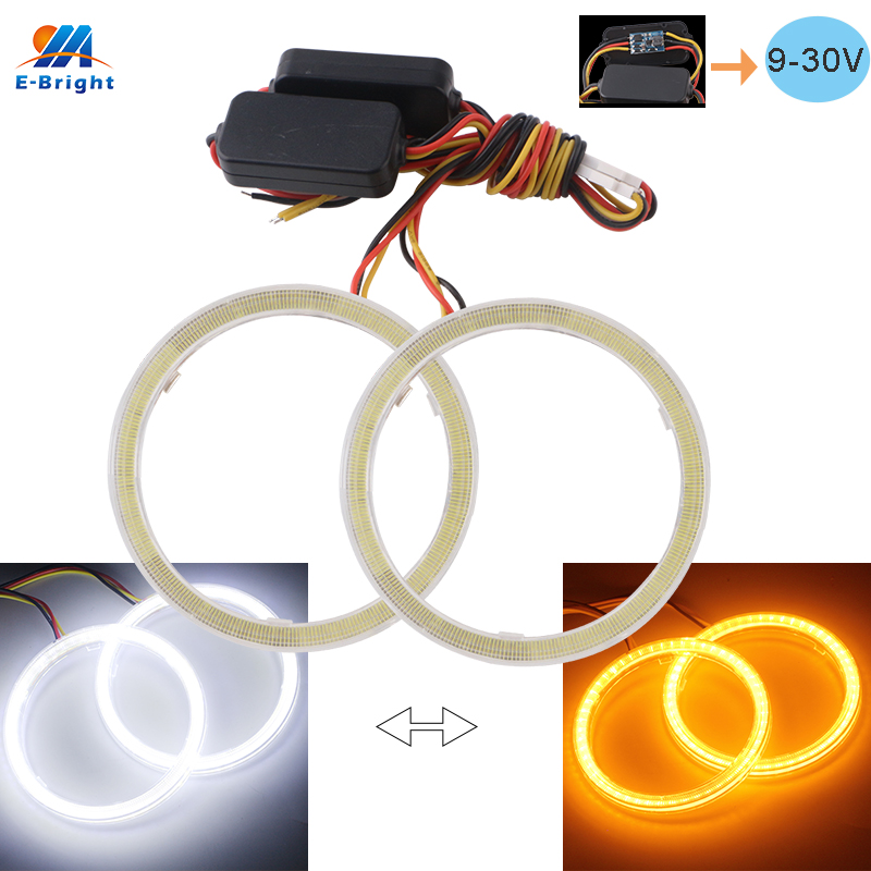 2 шт. автомобильные кольца Angel Eyes LED Halo для фар COB Lights 9-30 В белые и желтые 60 мм 70 мм 80 мм 90 мм 100 мм с пластиковой крышкой