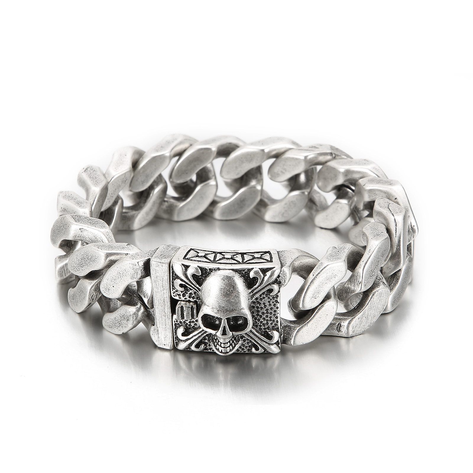 20mm Big and Heavy Chunky Cuban Chain Bracelet Men With Devil Ghost Skull Charm Vintage Magical Jewelry Best Gift For Friends