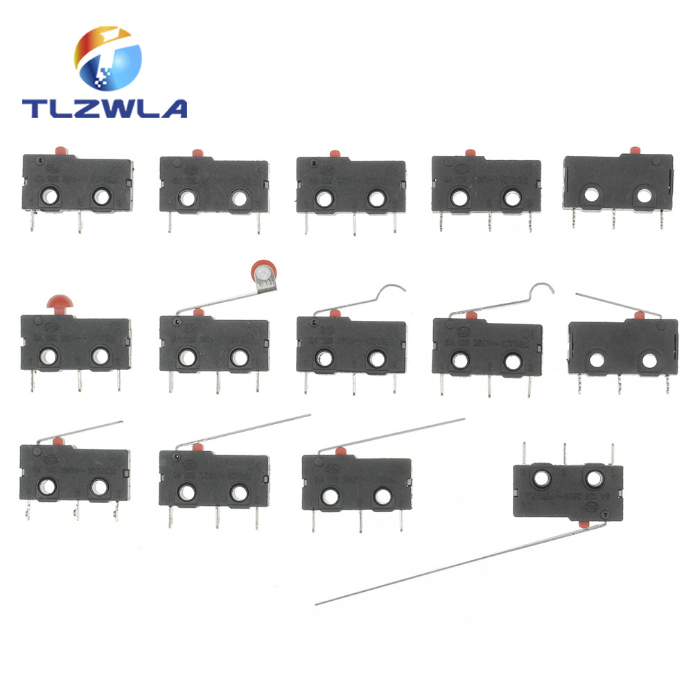 Micro Switch Copper Contact 5A 125/250V Mini Limit Switch No Nc 2/3Pin Roller Arc Rod Quick Button Switch