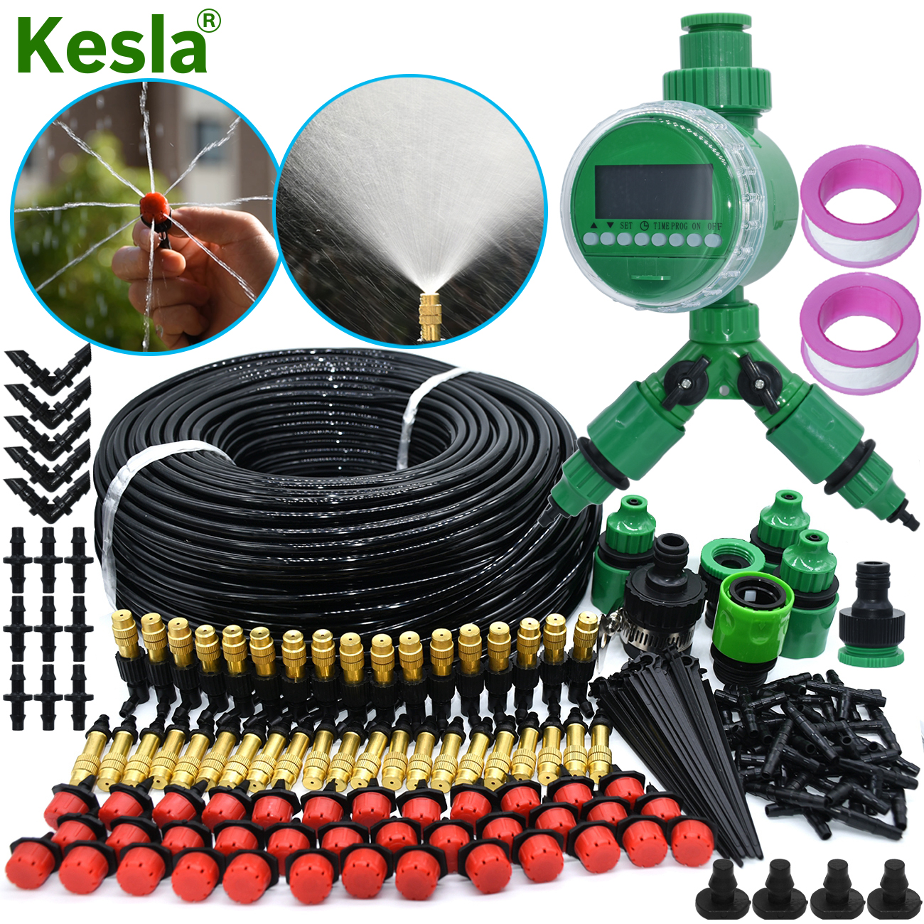KESLA-sistema de riego automático por microgoteo para jardín, Kit de controlador, refrigeración por pulverización de niebla DIY, herramientas para plantas en macetas, 5-50M