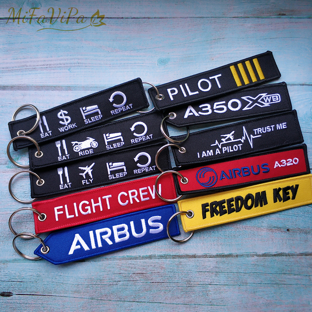 2 pçs mifavipa moda trinket chaveiro tecido tripulação de vôo piloto presente aviação aeronaves chaveiro airbus avião piloto chaveiros