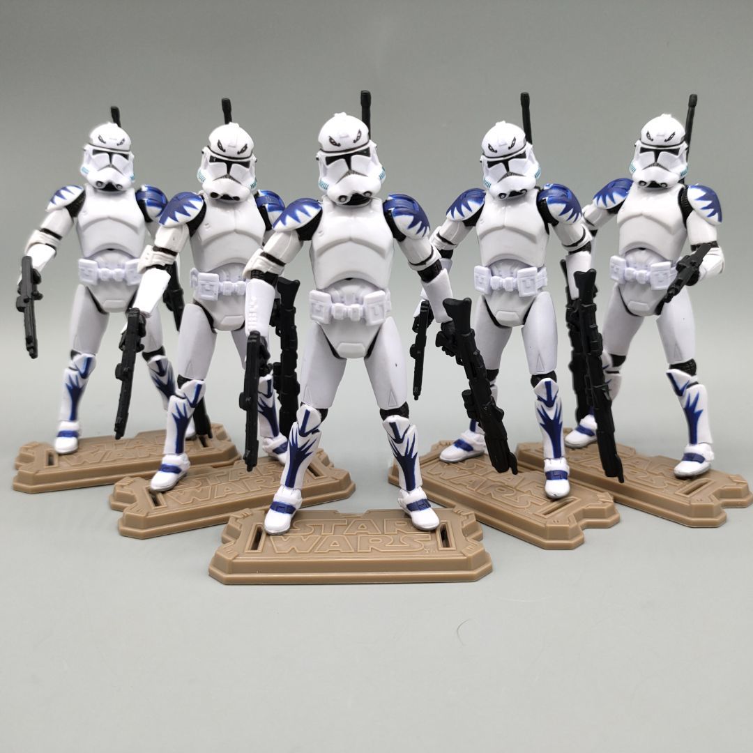 Lot of 5 Star Wars Republic Squadron Blue Razor Clone Trooper 3.75" Loose Action Figure