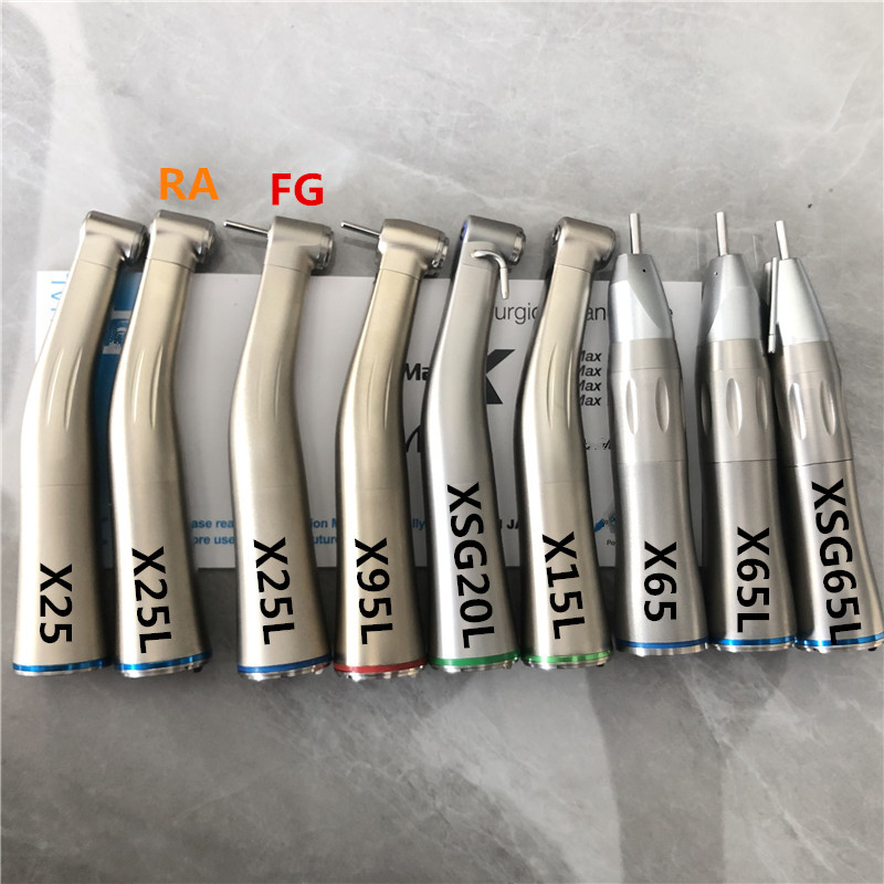 Contra มุมสูงสุด X25L/X95L ทันตกรรมไฟเบอร์ออปติก Contra มุม Handpiece ความเร็วต่ำ1:1/1:5/20:1ความเร็วสูง Air Turbine
