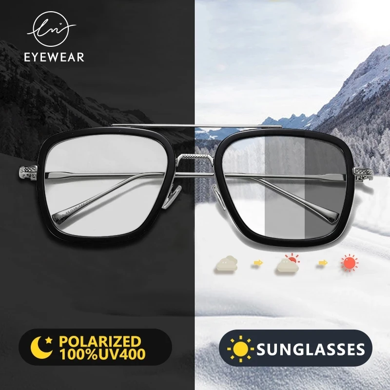Top Steam Punk Tony Stark Sunglasses Photochromic Polarized Men Women Chameleon Glasses Driving Glasses zonnebril heren