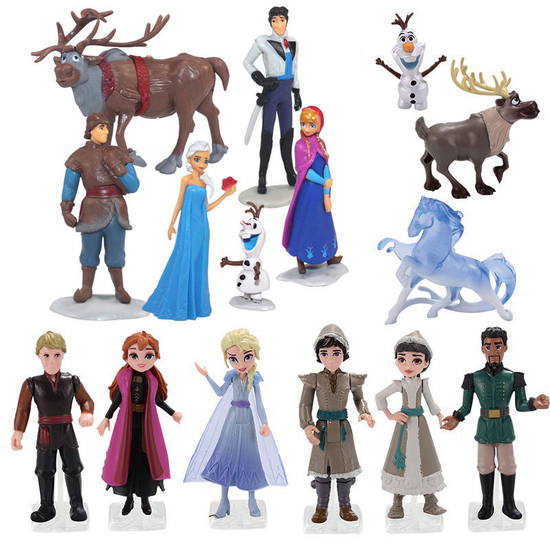 Figurines Disney Frozen 2 Elsa Anna Olaf, modèle princesse Elza, ensemble de poupées pour filles, cadeau préféré pour enfants, anniversaire, noël
