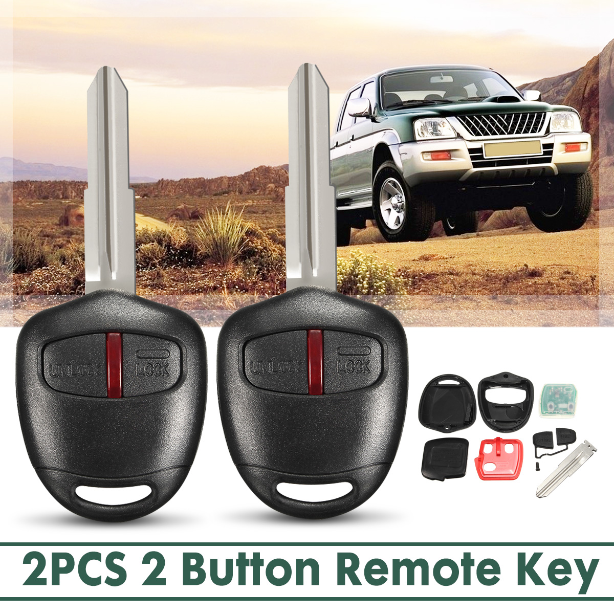 Mando a distancia de coche de 2 botones, Chip ID46 de 433MHz para Mitsubishi L200 Shogun para Triton Pajero Montero 2006 2007 2008 2009 2010 +