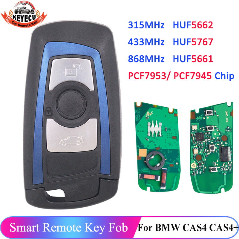 KEYECU 434MHz 868MHz 315MHz 3 Tombol Remote Kunci Mobil Untuk BMW Seri 5 7 F X5 X6 F20 F21 F30 F31 2009-2016 FEM / BDC CAS4 CAS4+