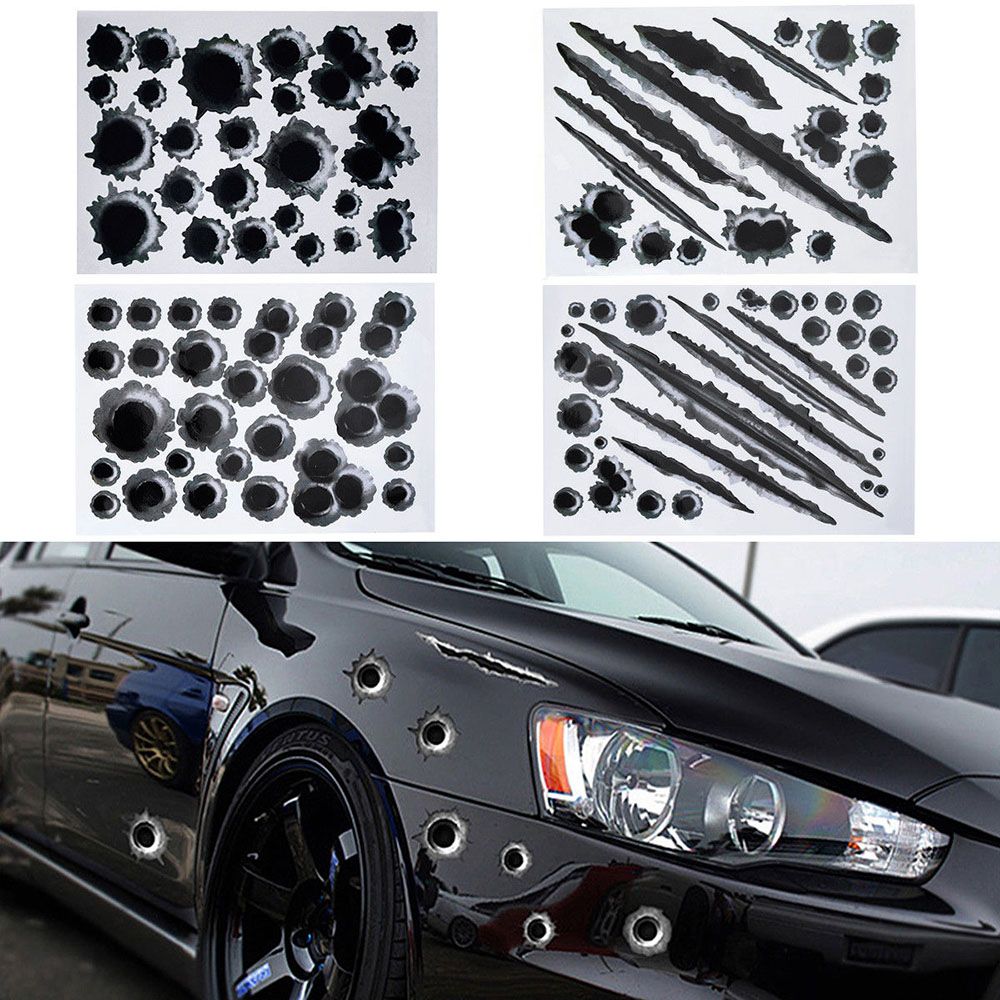 1 Cái Ngộ Nghĩnh Xe Ô Tô 3D Viên Đạn Lỗ Xe Bên Dán Xe Ô Tô-Có Xe Máy Trầy Xước Thực Tế Viên Đạn Lỗ Chống Thấm Nước miếng Dán