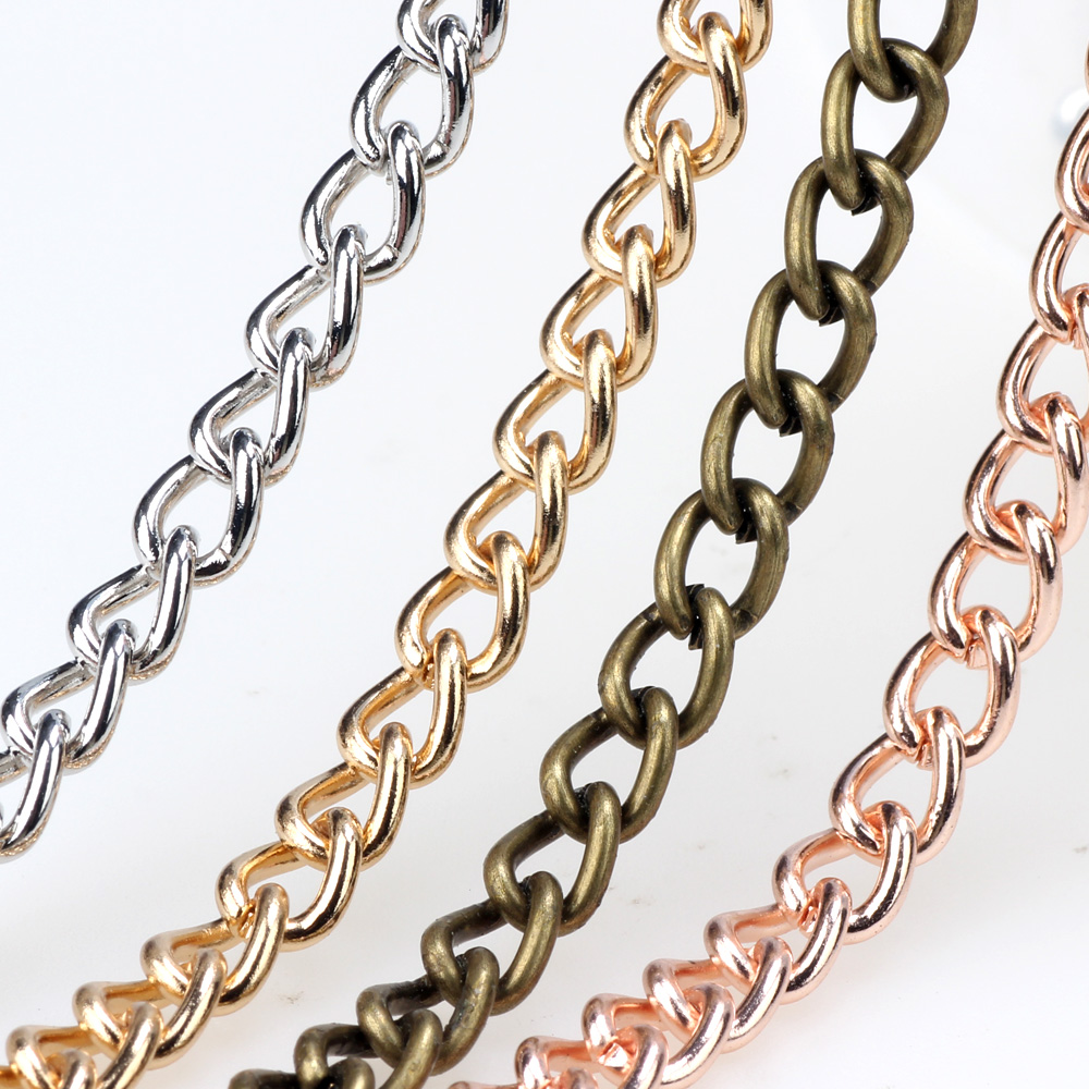 Chaîne gourmette cubaine DIY 6*8MM 1M/Lot en métal doré/rhodié/bronze/or rose pour colliers/bracelets punk pour hommes et femmes, pour la fabrication de bijoux
