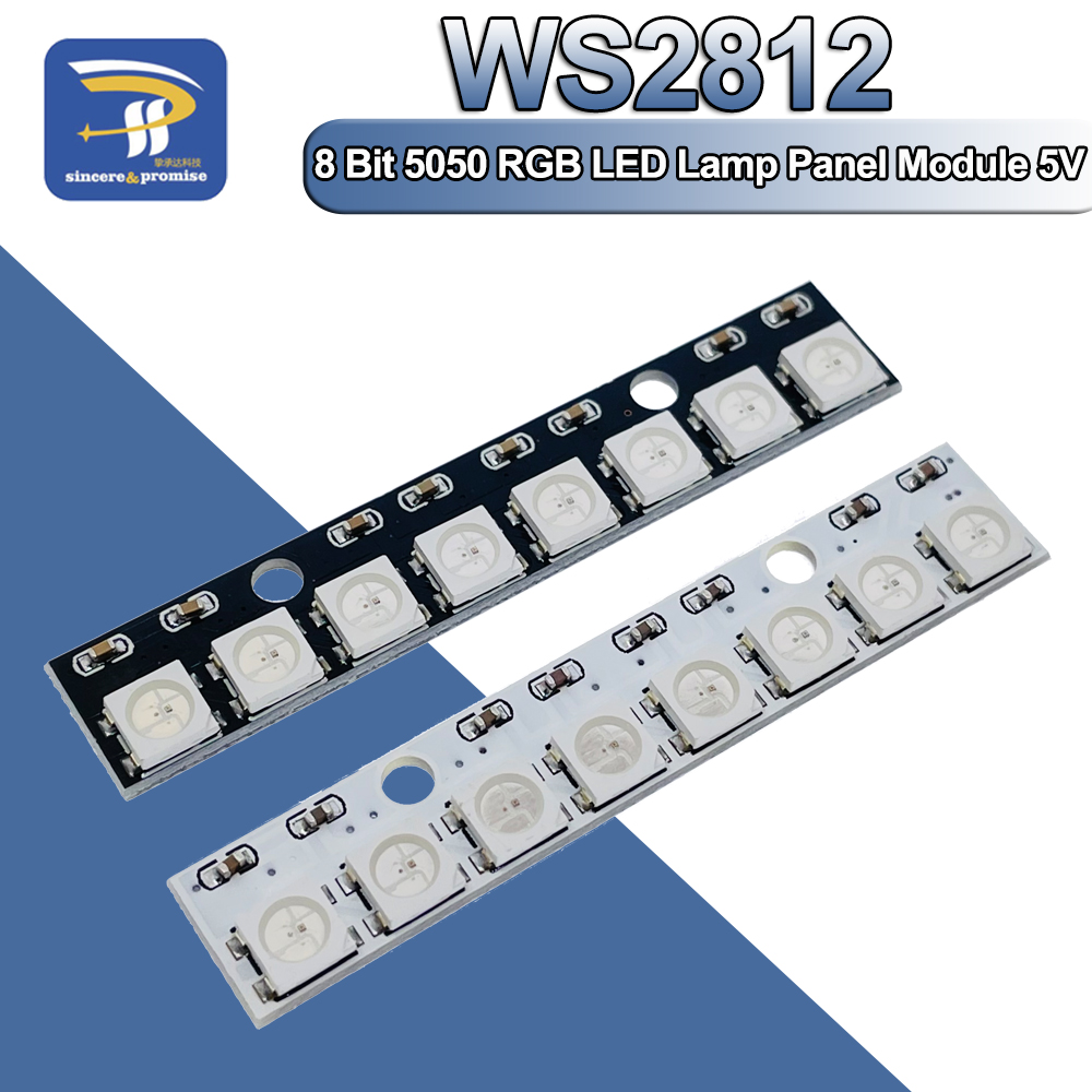 8*1Bit 8 Bits WS2812 WS 2811 5050 RGB Módulo de Panel de lámpara LED completo 5V WS2812B LED de arco iris preciso para Arduino luces de 8 canales