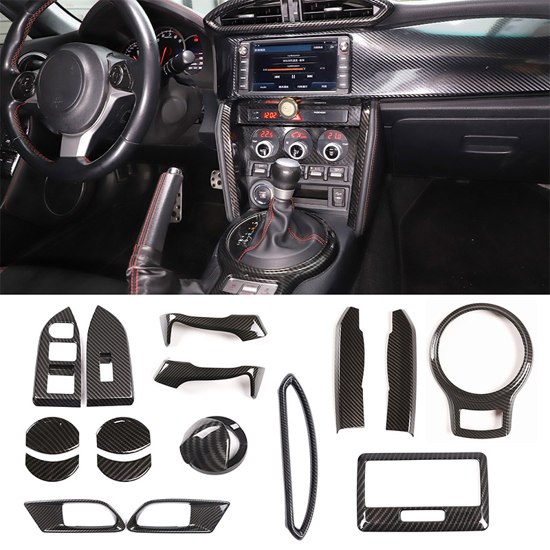 Für Subaru BRZ Für Toyota 86 2012-2020 ABS Carbon-Faser Auto-Schaltknauf-Armlehnen-Panel-Aufkleber Innenraum-Zubehör Auto-Modifikation