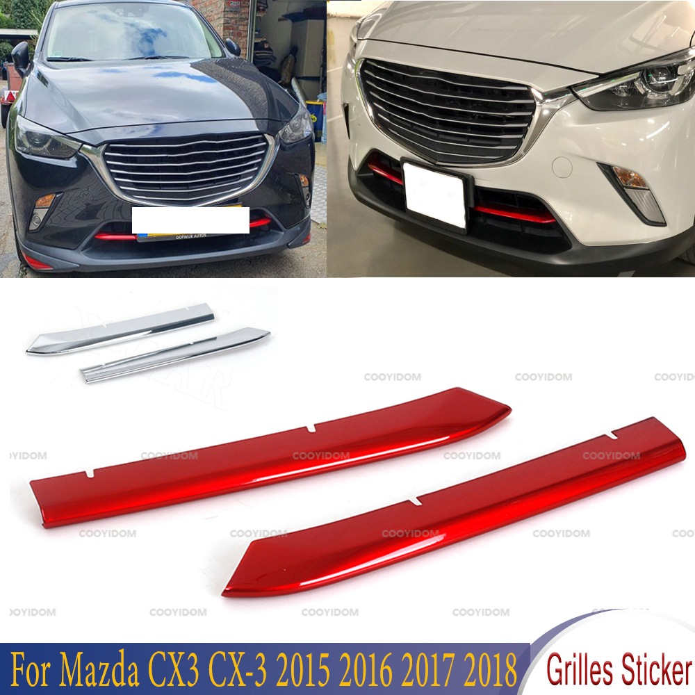 X-CAR 2 uds. Embellecedores de rejilla de parachoques delantero cubierta rejillas de entrada de aire accesorios de coche pegatinas de estilo para Mazda CX3 CX-3 2017 2018