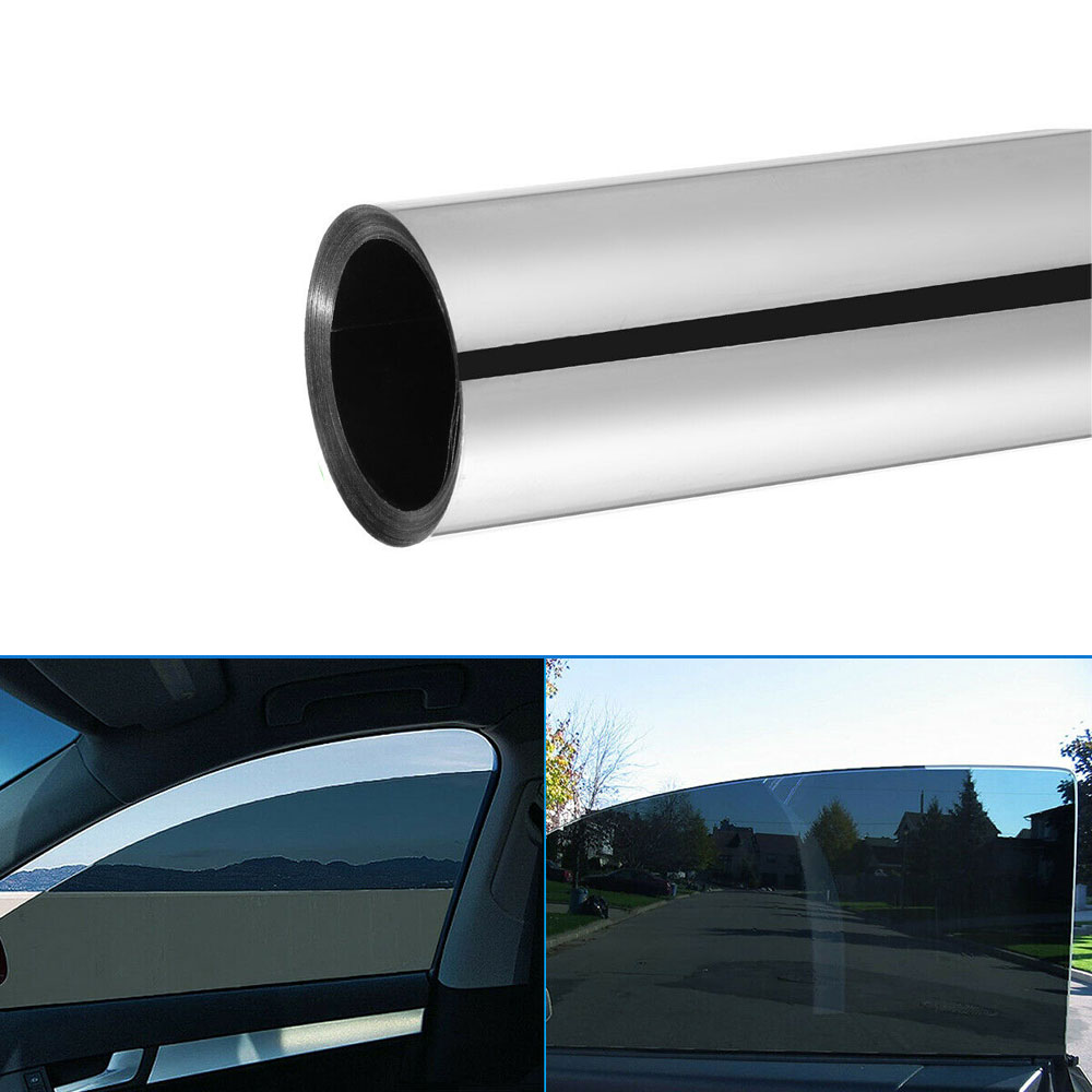 Rollo de cristal sin cortar para ventana, película de tinte cromado plateado, PET, autoadhesiva, accesorios para coche, 20x10 pies, 1 piezas, 50x300cm