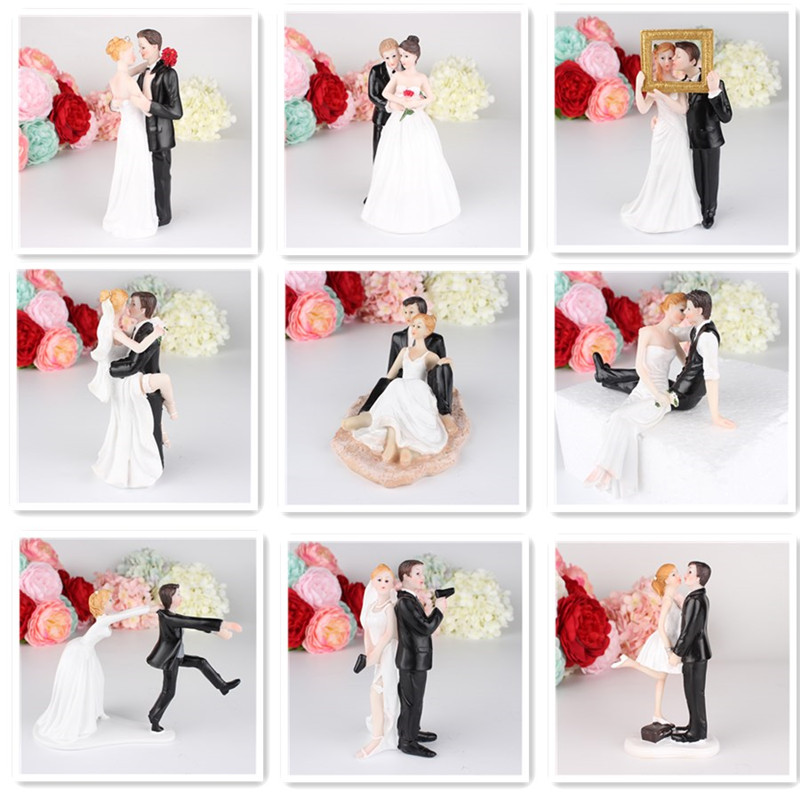 Romantis Pengantin Pria dan Pengantin Menikah Resin Figurine Wedding Cake Topper Dekorasi Menikah Patung Valentine Keterlibatan
