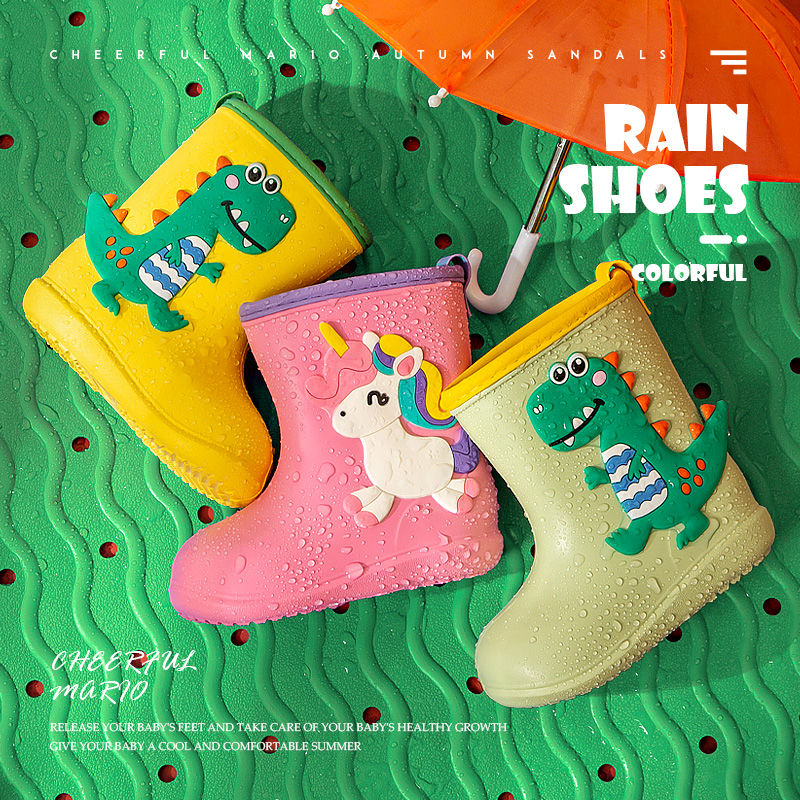 Dziecięce buty przeciwdeszczowe Baby Boys Girl EVA Antypoślizgowe buty przeciwdeszczowe Outdoor Cartoon Dinosaur dla dzieci Wodoodporne buty przeciwdeszczowe dla dziewczynek