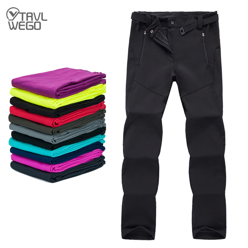 TRVLWEGO Pantalones Senderismo Esquí Térmico Softshell Snowboard Camping Patinaje Polar Impermeable para Mujeres Pantalones de Trekking al Aire Libre