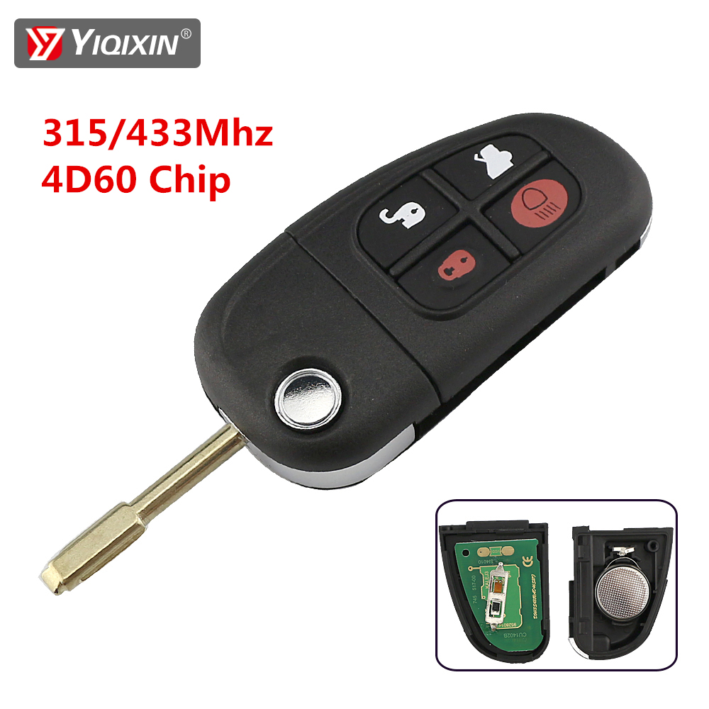 YIQIXIN 4-кнопочный для Jaguar S X Type XJ XJR XJ8 XK XF 2002-2008 1999-2009 удаленный автомобильный ключ 315/433 МГц 4D60 чип складной откидной ключ