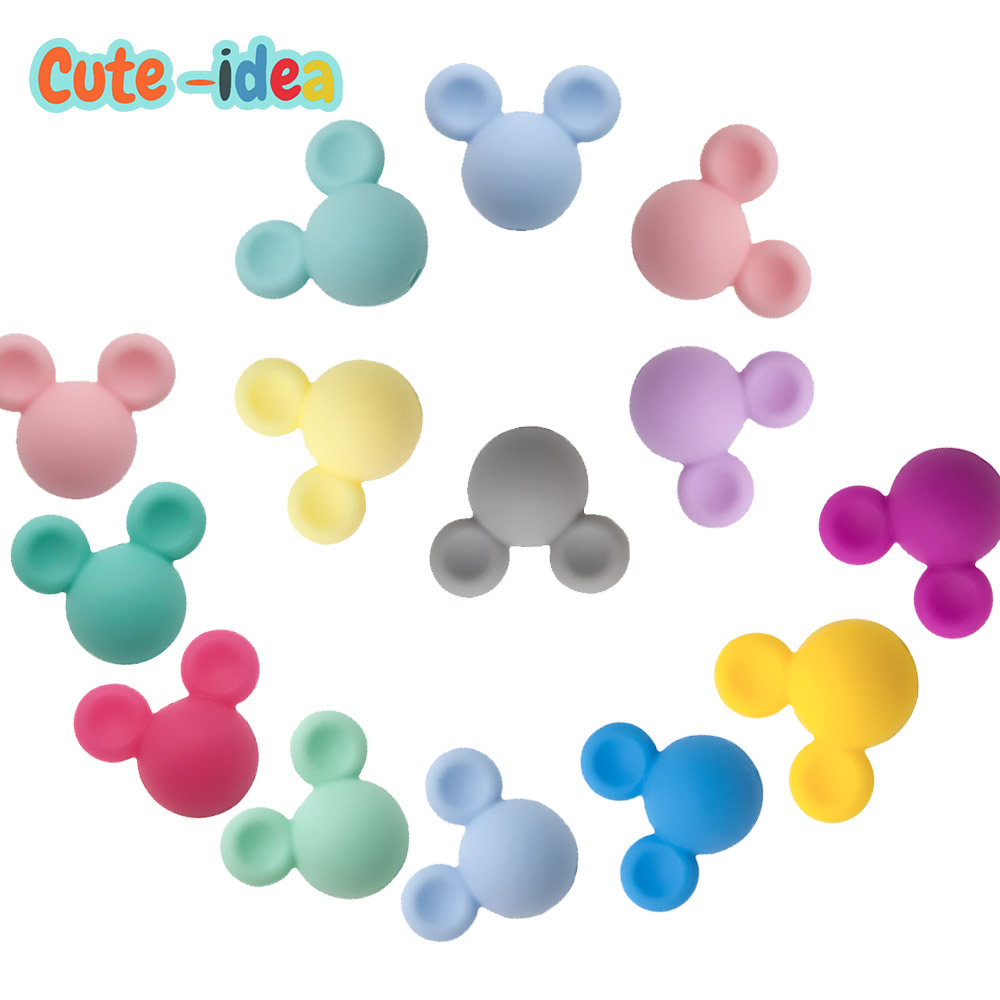 Cute-idea 10 sztuk mysz dla dziecka koraliki na ząbkowanie Food Grade gryzak do żucia na naszyjniki DIY łańcuszek do smoczka do karmienia zabawki artykuły dla dzieci