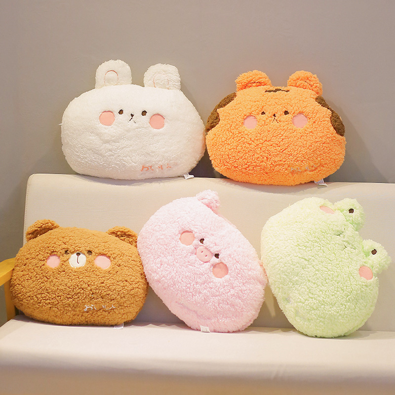 35Cm Kawaii Hewan Boneka Beruang Kelinci Katak Harimau Babi Mainan Lembut Kartun Boneka Lembut Bantal Sofa Belakang Bantal untuk Anak Perempuan