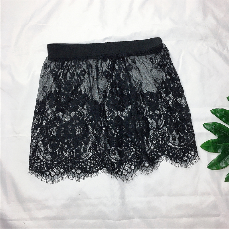 Minifalda de malla de encaje transparente para mujer, minifalda corta blanca y negra para verano