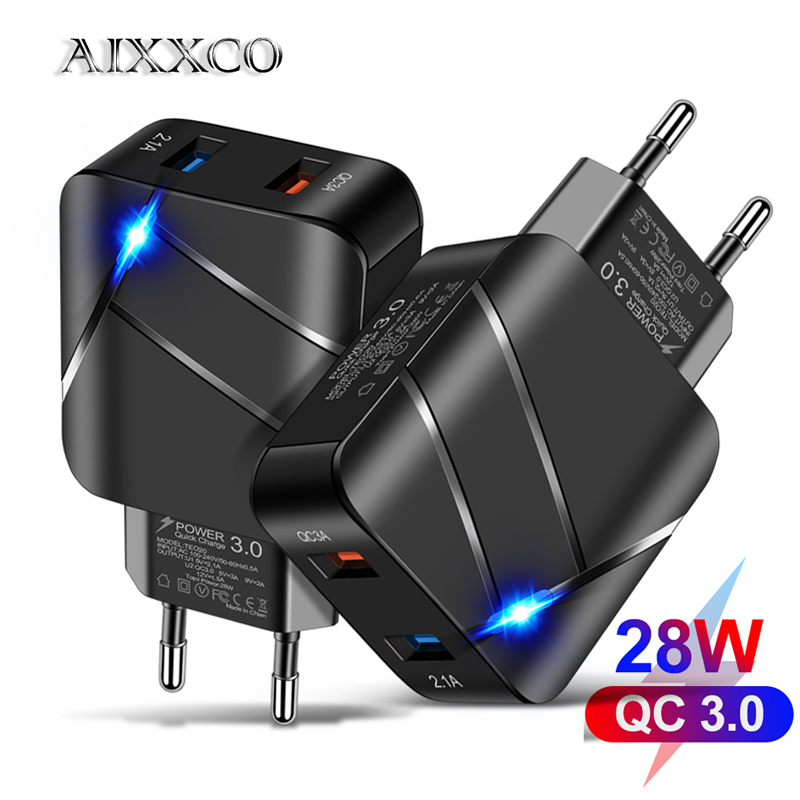 AIXXCO USB PD Pengisi Daya Cepat 28W 40W Pengisi Daya USB QC3.0 2A Pengisi Daya Dinding Cepat Pengisi Daya Ponsel untuk Samsung Xiaomi iPhone 12