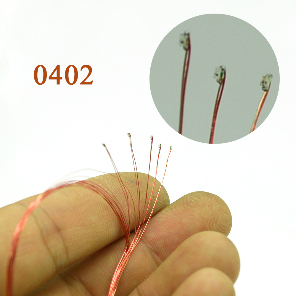 Puce filaire de 0.1mm Led SMD 0201/0402 3V, modèles de lampe Led, Train Micro Litz pré-soudé
