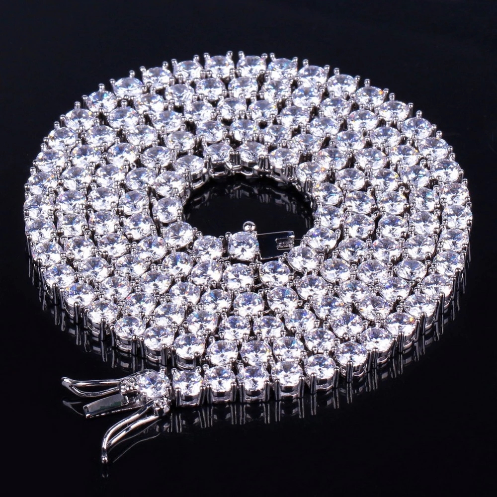 TOPGRILLZ 3 mm-10 mm es keluar Bling AAA Zircon 1 baris tenis rantai kalung pria Hip Hop perhiasan emas perak warna pesona
