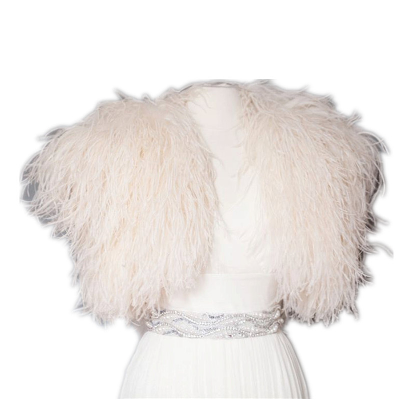 Chaqueta de piel de pluma de avestruz Real para mujer, vestido de noche para dama de honor, chales, Bolero, 100%