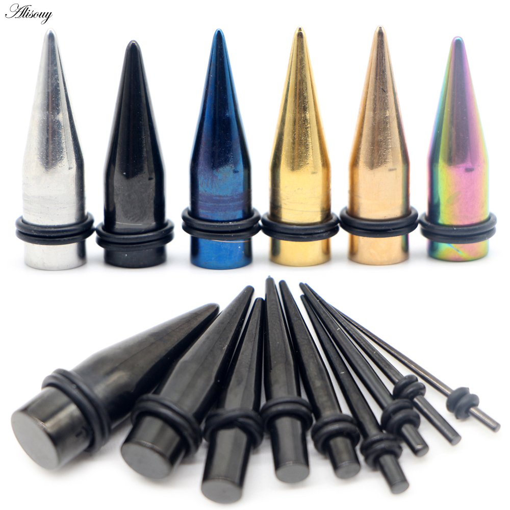 Alisouy 2 sztuk Surgical Steel zatyczka do uszu i tunel Ear Taper Ear Expander nosze Ear Stud Gauge Piercing chrząstka biżuteria do ciała