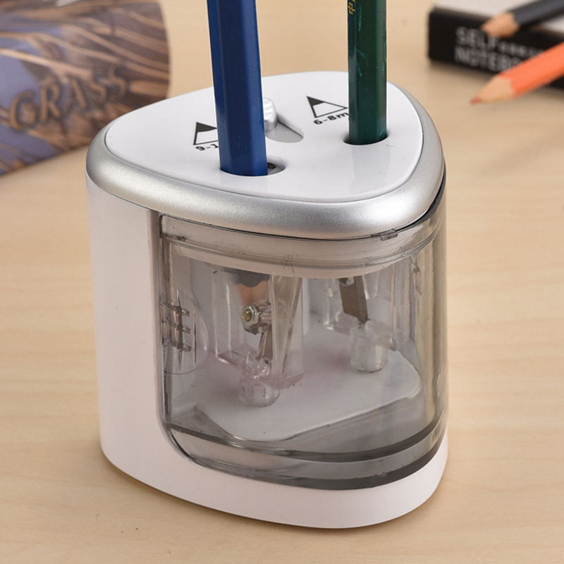 Sacapuntas automático con Interruptor táctil eléctrico de dos orificios, sacapuntas de papelería, suministros escolares para el hogar y la Oficina