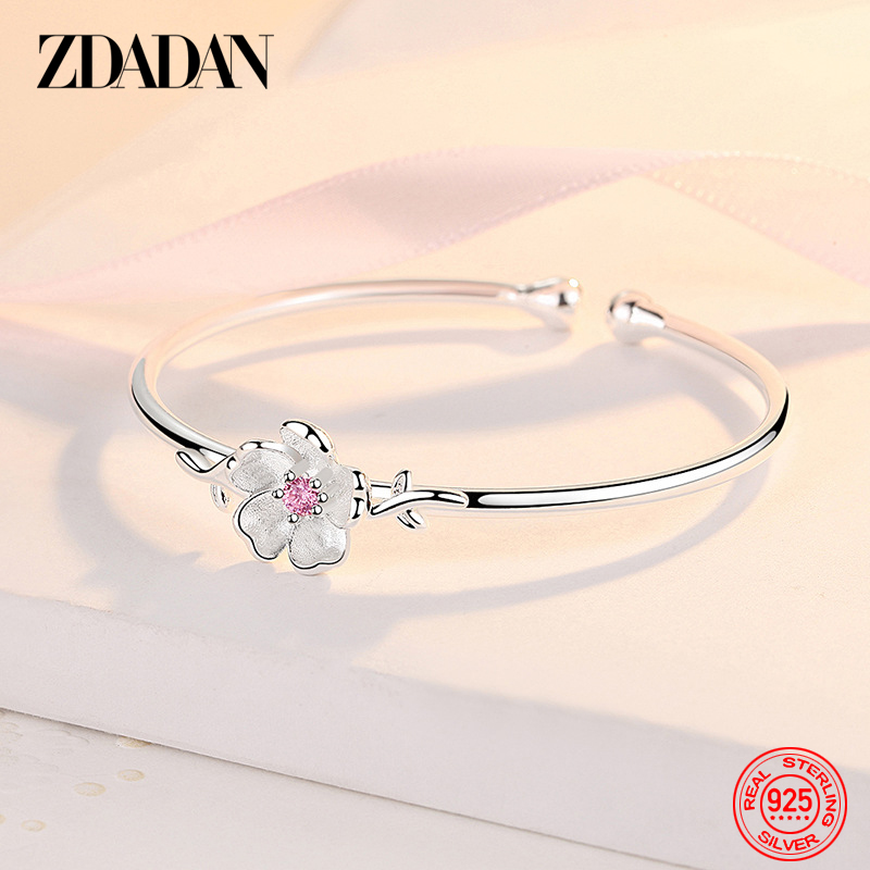 ZDADAN – Bracelet manchette ouvert en argent Sterling 925 pour femmes, bijoux de mariage à la mode