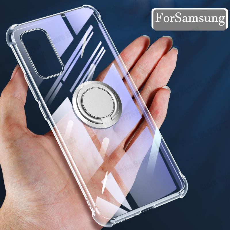 Voor Samsung S22 S21 Ultra Clear Schokbestendig Telefoon Case Voor Galaxy S23 FE S24 Ultra Note 20 S10 5G S9 Plus S23 Ring Stand Cover